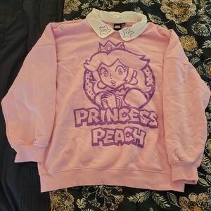 Princess Peach collared crewneck sweater